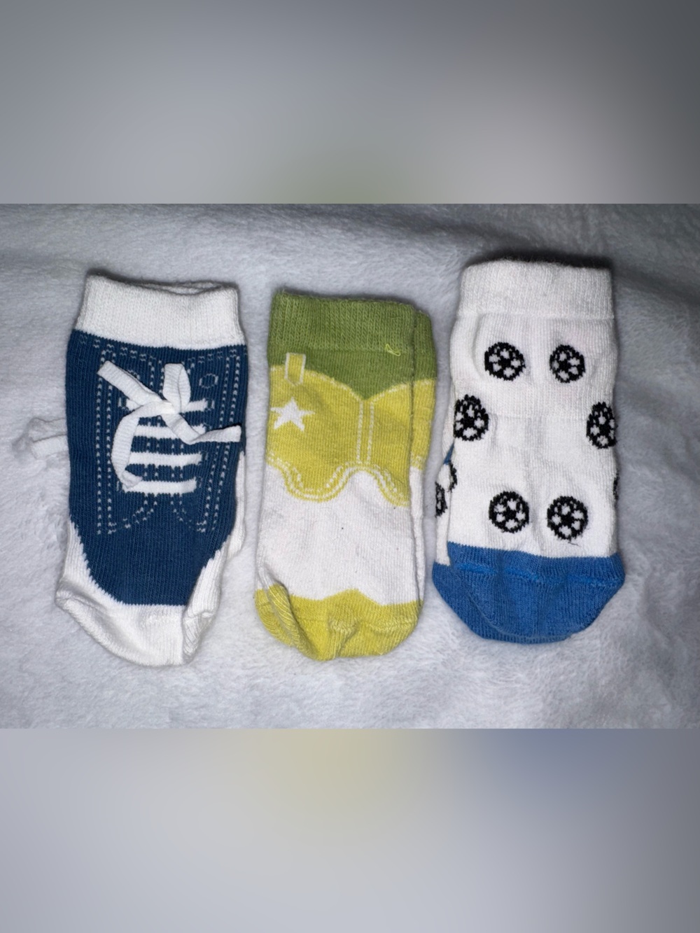 3-Pack Baby Socks - Blue, Green, White